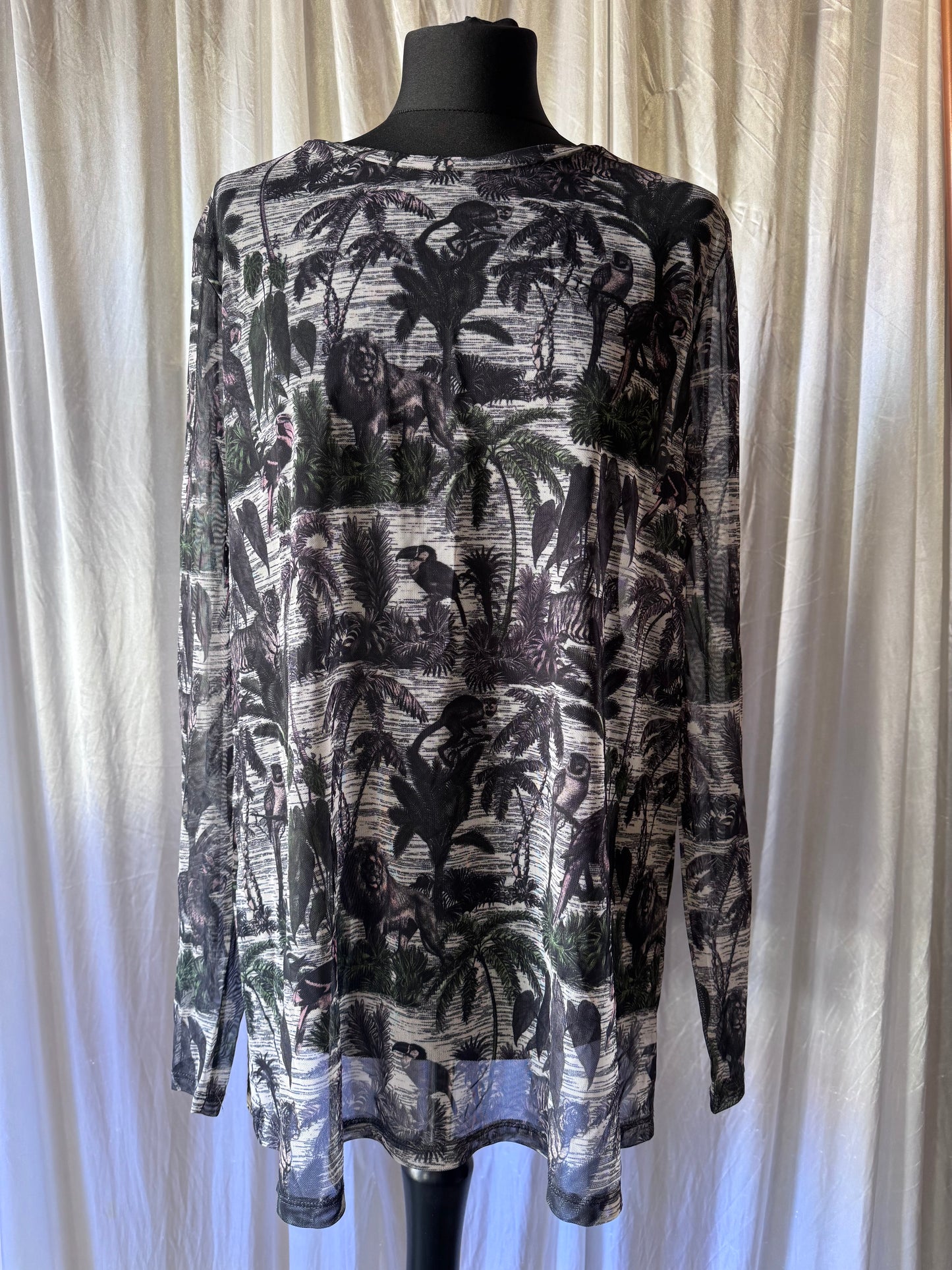 Next Sheer Jungle Animal Print Long Sleeve Top – Size 20