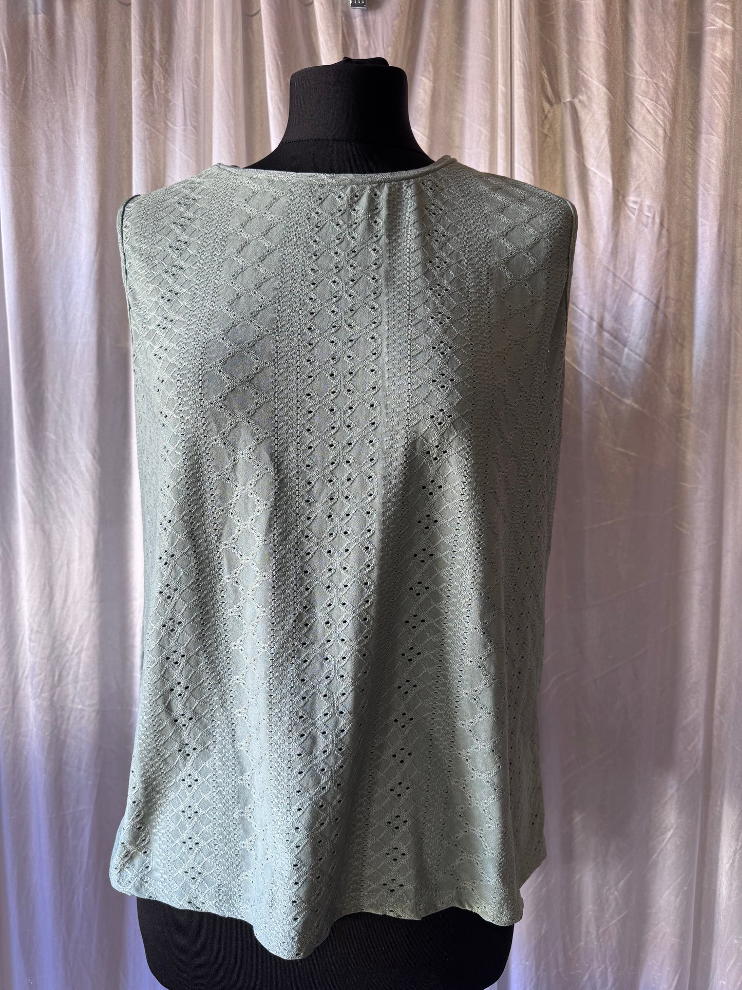 SHEIN Sage Green Broderie Sleeveless Top – Size Large