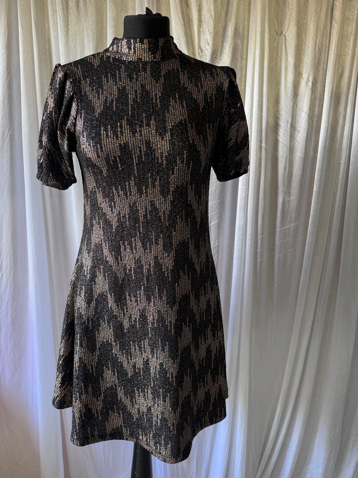 QED London Black & Bronze Shimmer Dress – Size 10