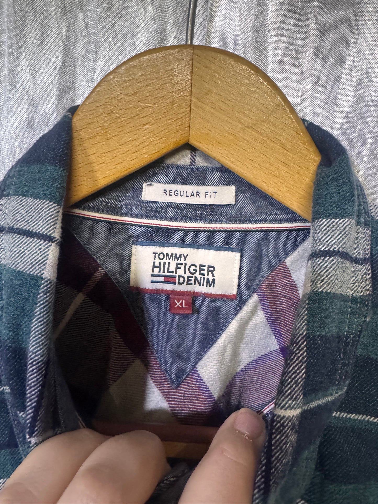 Tommy Hilfiger Regular Fit Check Flannel Shirt Men’s Green Blue