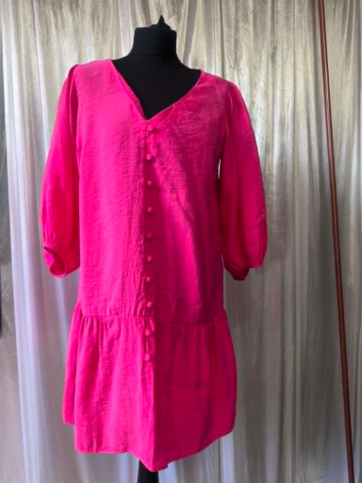 New Look Pink Button Front Smock Dress – Size 10