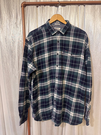 Tommy Hilfiger Regular Fit Check Flannel Shirt Men’s Green Blue