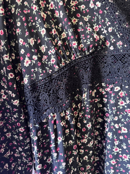 SHEIN Black Ditsy Floral Lace Trim Dress – Size 3XL