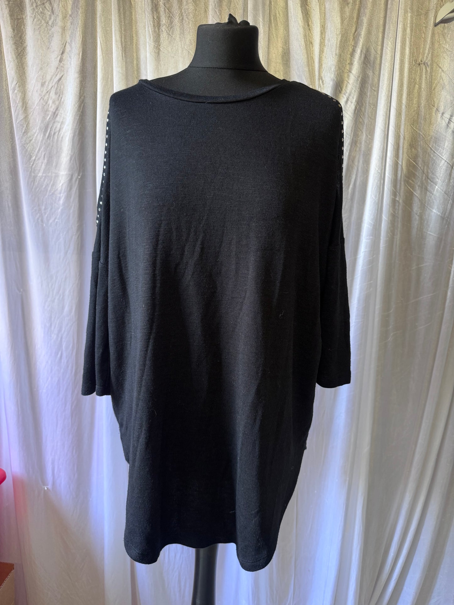 Papaya Black Cold Shoulder Diamanté Jumper – Size M