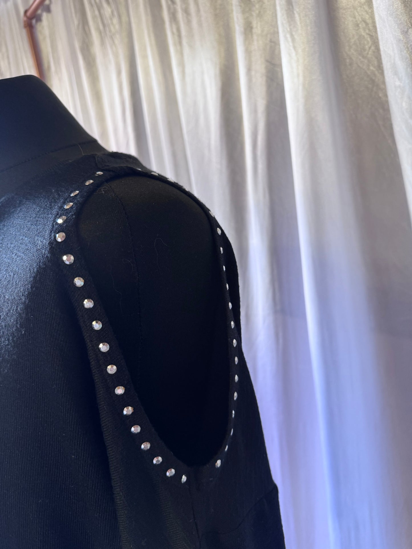 Papaya Black Cold Shoulder Diamanté Jumper – Size M