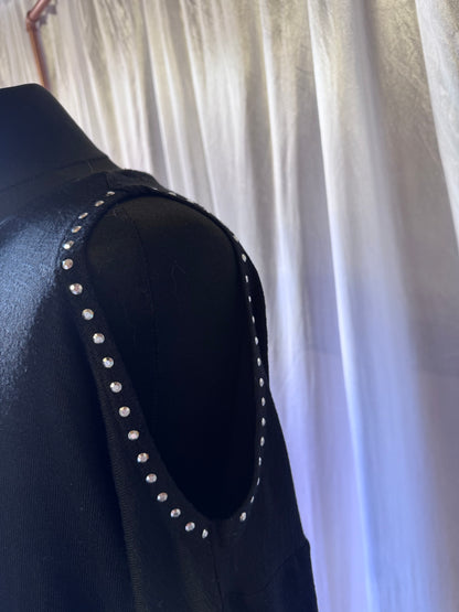 Papaya Black Cold Shoulder Diamanté Jumper – Size M