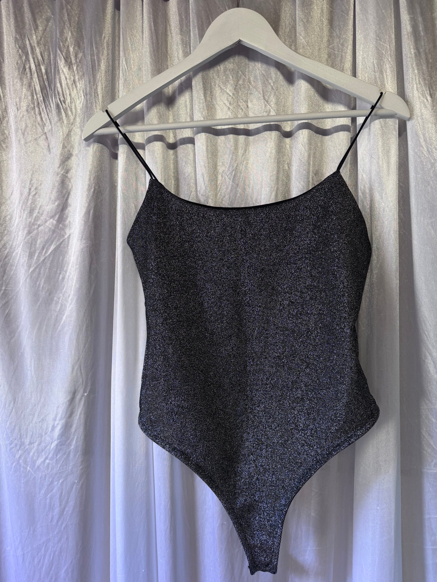 F&F Black Glitter Cami Bodysuit – Size 10