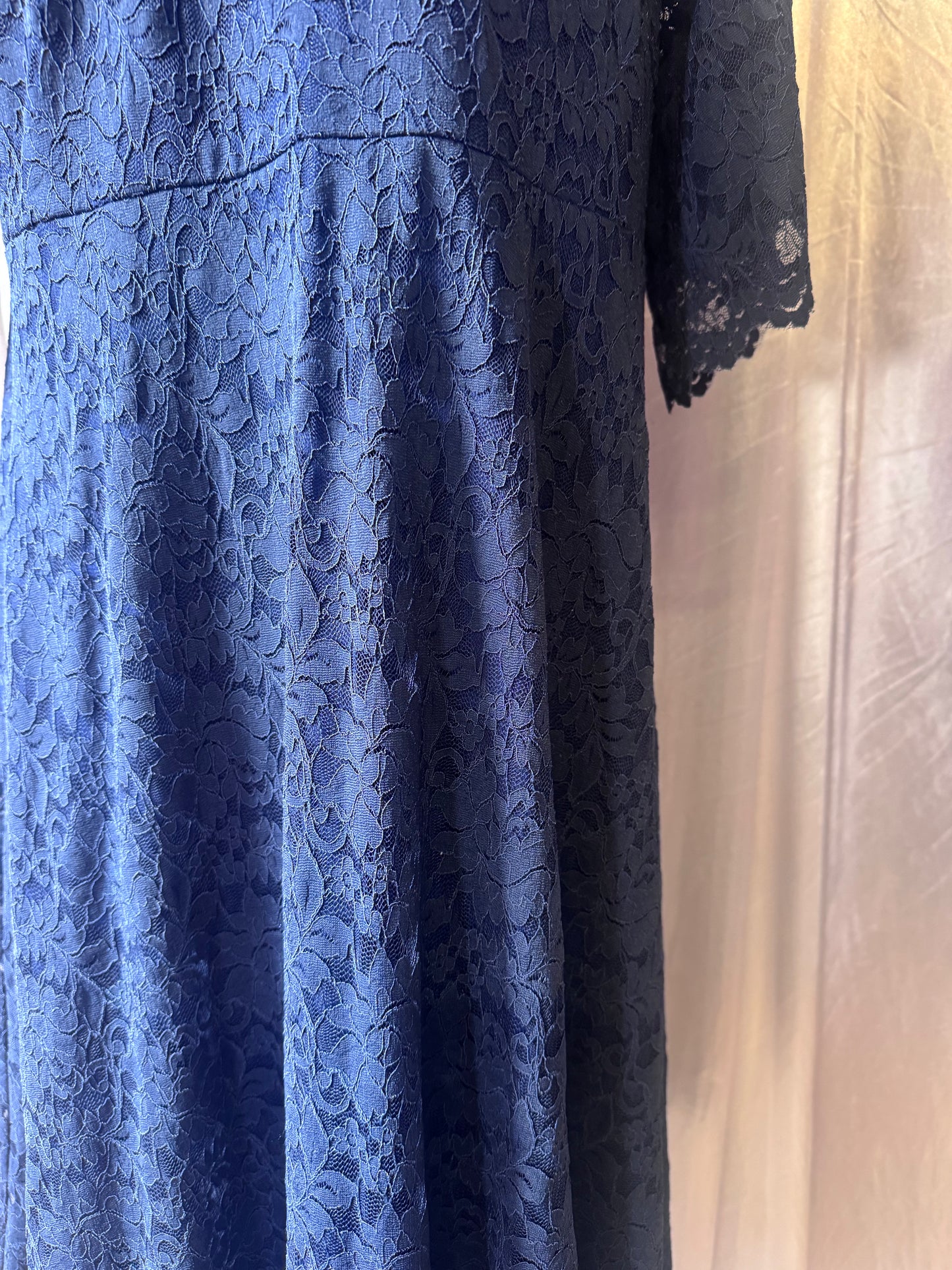 Dorothy Perkins Maternity Navy Blue Lace Midi Dress – Size 12
