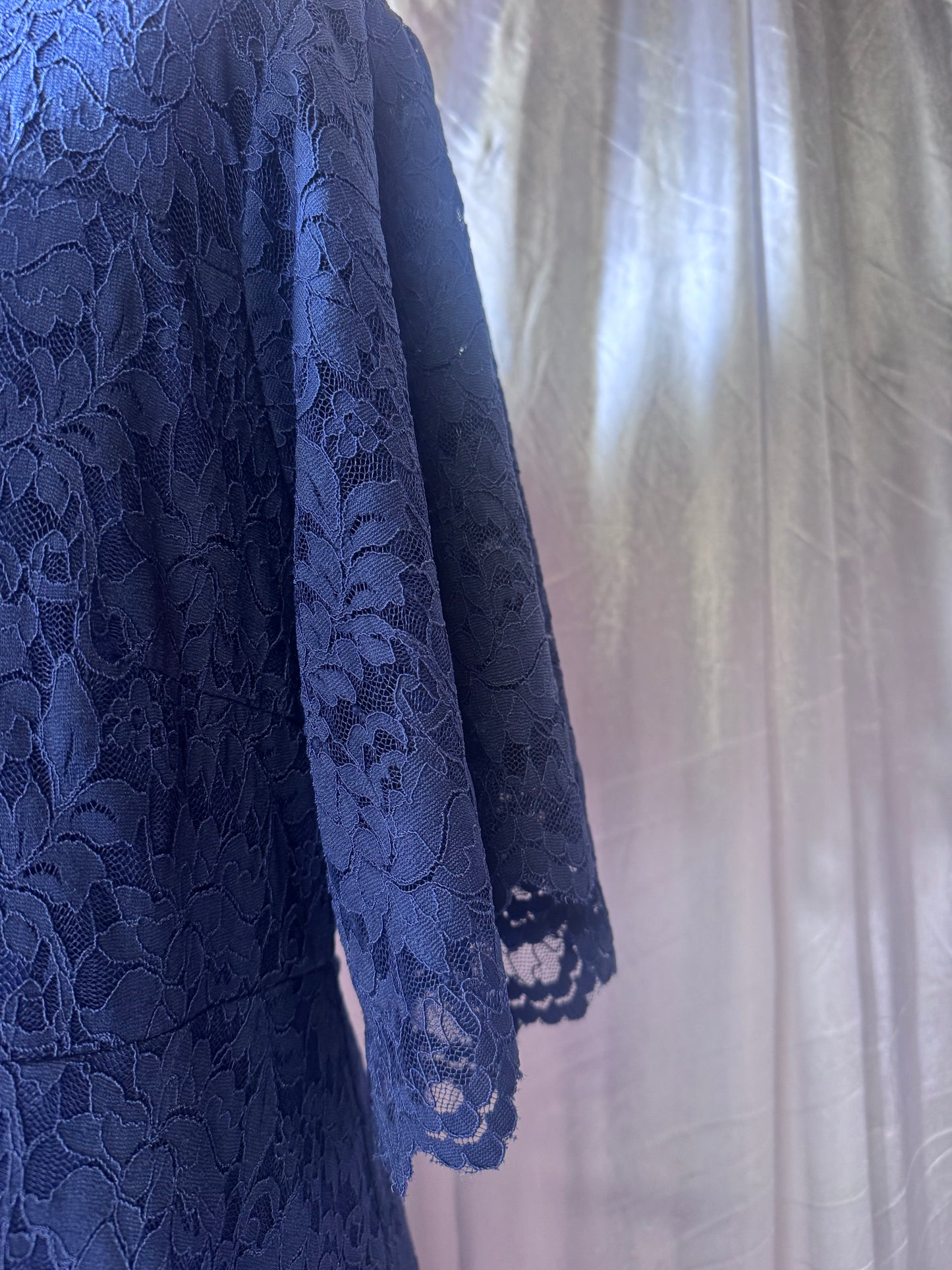 Dorothy Perkins Maternity Navy Blue Lace Midi Dress – Size 12