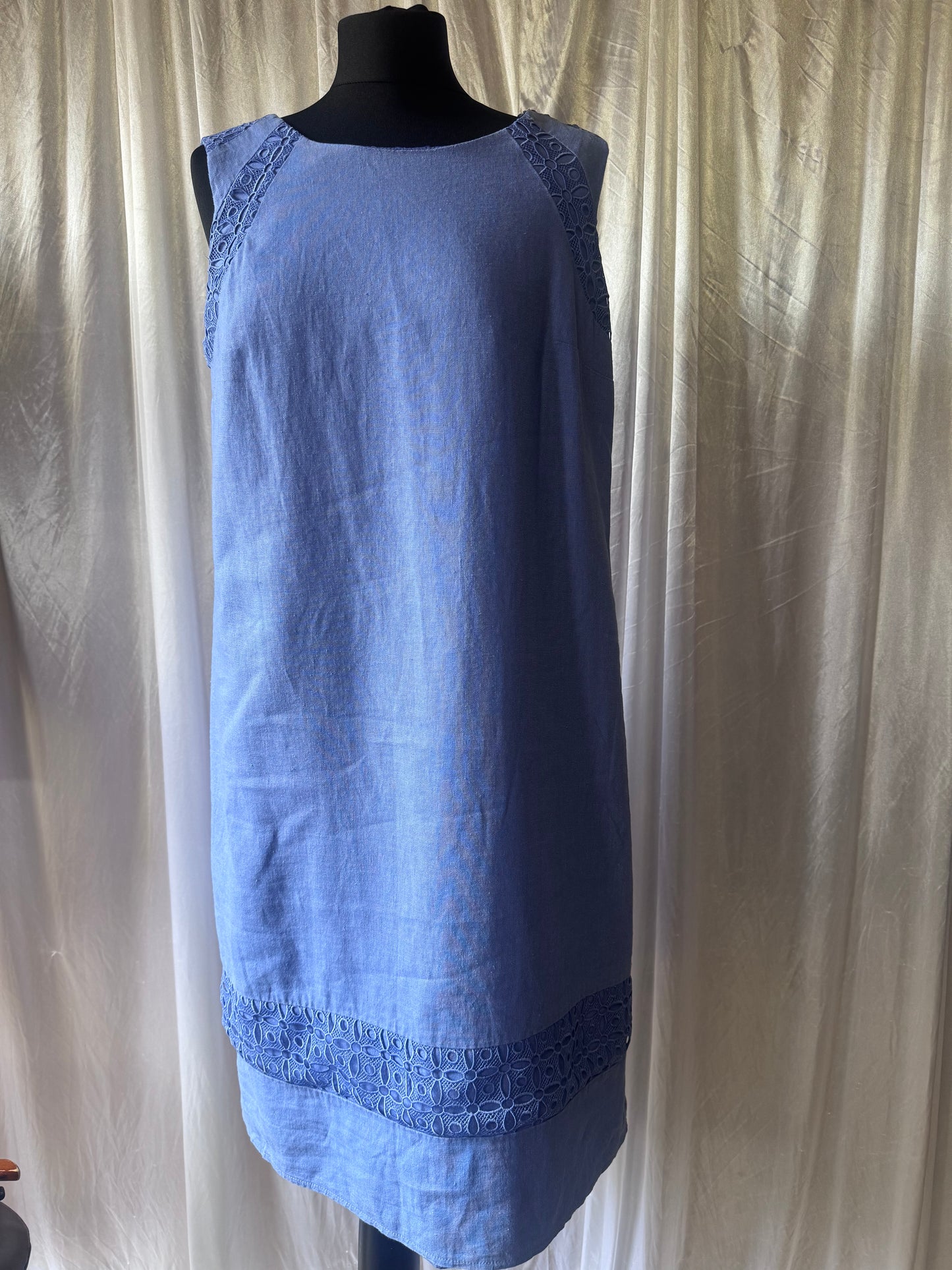 Bonmarché Blue Lace Detail Shift Dress – Size 12
